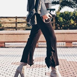 Zara ruffle black cropped Capri pants